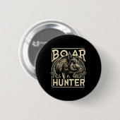 Wildschweine Cool Retro Hog Jagd Männer Vintag Button (Vorne & Hinten)