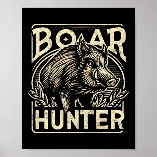 Wildschweine Cool Retro Hog Jagd Männer Vintag Poster (Vorne)