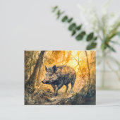 Wildschweine in Aquarellmalerei Postkarte (Stehend Vorderseite)