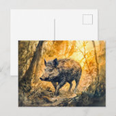 Wildschweine in Aquarellmalerei Postkarte (Vorne/Hinten)