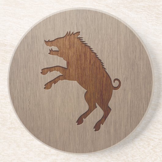 Wildschweine in Holzdesign Getränkeuntersetzer (Vorne)