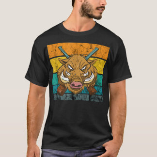 Wildschweine Jagd Retro Vintage Wildschweine Hun T-Shirt