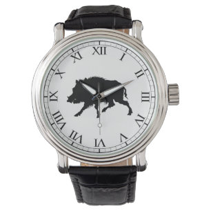 Wildschweine oder Wildschweine Elegante Silhouette Armbanduhr