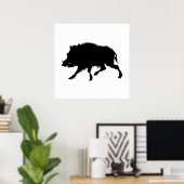 Wildschweine oder Wildschweine Elegante Silhouette Poster (Heimbüro)