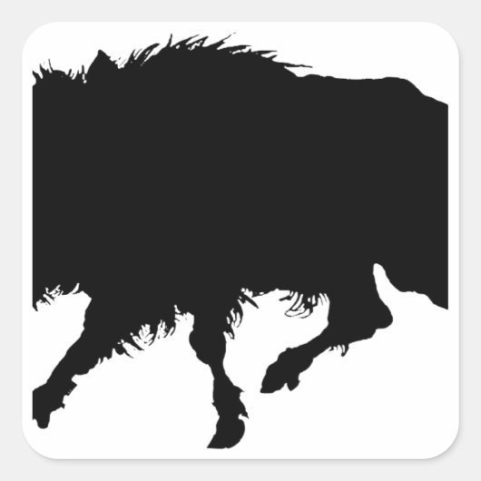 Wildschweine oder Wildschweine Elegante Silhouette Quadratischer Aufkleber (Vorderseite)
