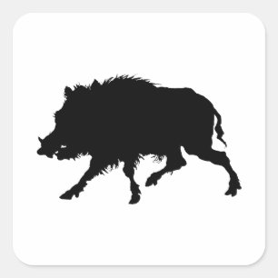 Wildschweine oder Wildschweine Elegante Silhouette Quadratischer Aufkleber