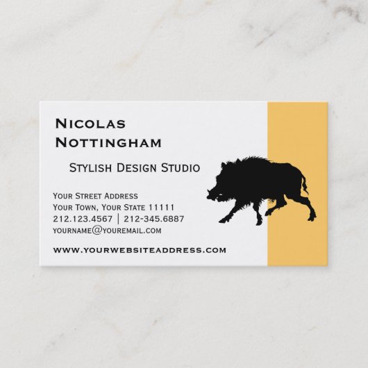 Wildschweine oder Wildschweine Elegante Silhouette Visitenkarte (Vorderseite)