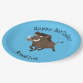 Wildschweine-Rasierapparat personalisierter Cartoo Pappteller (Schrägansicht)