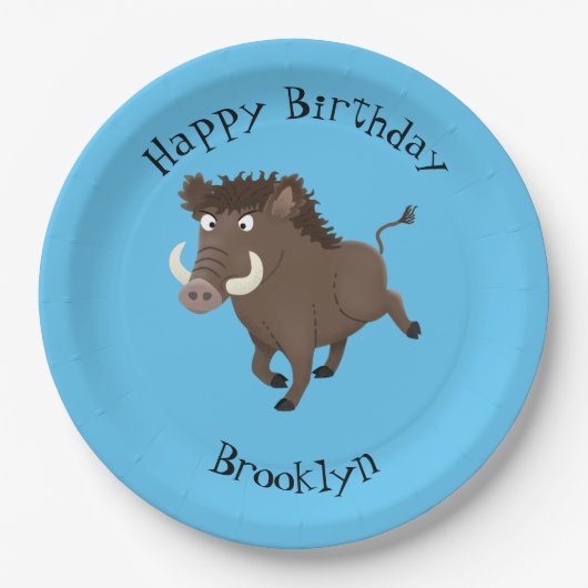 Wildschweine-Rasierapparat personalisierter Cartoo Pappteller (Vorderseite)