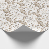 Wildschweineiche Blätter Vogelzweige Natur Geschenkpapier (Ecke)