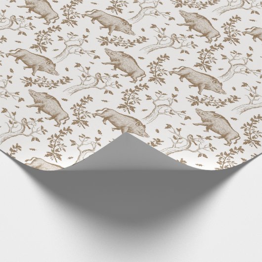 Wildschweineiche Blätter Vogelzweige Natur Geschenkpapier (Ecke)