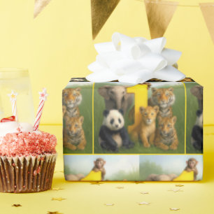 Wildtier-Babys mit der Nummer Eins Geschenkpapier