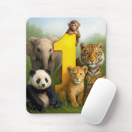 Wildtier-Babys mit der Nummer Eins Mousepad (Mit Mouse)