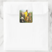 Wildtier-Babys mit der Nummer Eins Quadratischer Aufkleber (Tasche)