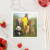 Wildtier-Babys mit einer Nummer Eins Serviette (Beispiel)