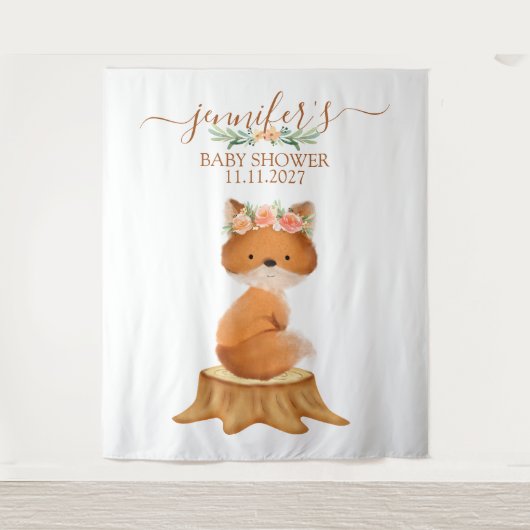 Wildtier Fuchs mit Blumenhintergrund Wandteppich (Vorderseite)