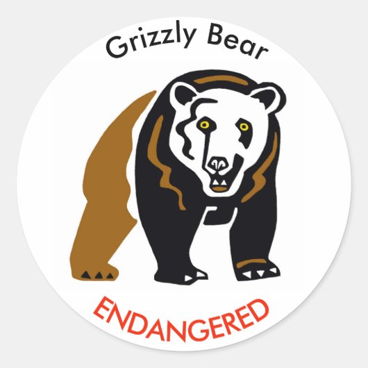 Wildtier-Grizzly-BAR - gefährdete Tierwelt - Runder Aufkleber (Vorderseite)