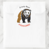 Wildtier-Grizzly-BAR - gefährdete Tierwelt - Runder Aufkleber (Tasche)