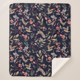 Wildtier-Kaninchen-Vogelmuster Sherpadecke