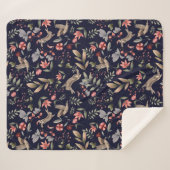 Wildtier-Kaninchen-Vogelmuster Sherpadecke (Vorderseite (Horizontal))