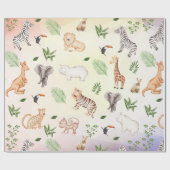 Wildtier mit Dschungelbaum-Muster Geschenkpapier (Flach)