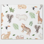 Wildtier mit Dschungelbaum-Muster Geschenkpapier (Flach)