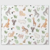 Wildtier mit Dschungelbaum-Muster Geschenkpapier (Flach)