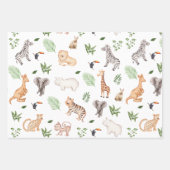 Wildtier mit Dschungelbaum-Muster Geschenkpapier Set (Vorderseite 3)