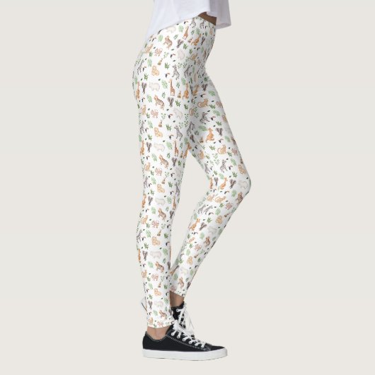 Wildtier mit Dschungelbaum-Muster Leggings (Rechts)