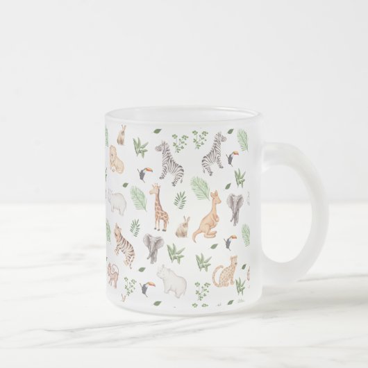Wildtier mit Dschungelbaum-Muster Mattglastasse (Rechts)