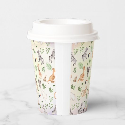 Wildtier mit Dschungelbaum-Muster Pappbecher (Rechts)