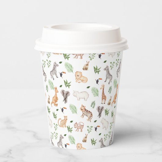 Wildtier mit Dschungelbaum-Muster Pappbecher (Rückseite)