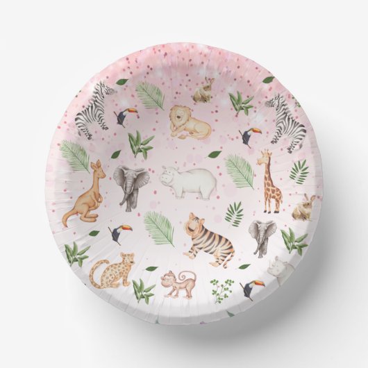 Wildtier mit Dschungelbaum-Muster Pappteller (Vorderseite)