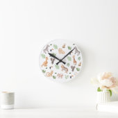 Wildtier mit Dschungelbaum-Muster Runde Wanduhr (Zuhause)
