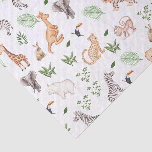 Wildtier mit Dschungelbaum-Muster Seidenpapier (Ausschnitt)