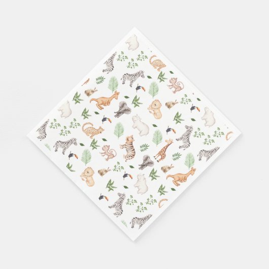 Wildtier mit Dschungelbaum-Muster Serviette (Ecke)