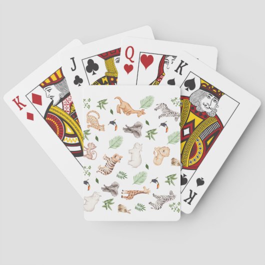 Wildtier mit Dschungelbaum-Muster Spielkarten (Rückseite)