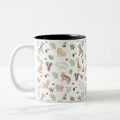 Wildtier mit Dschungelbaum-Muster Zweifarbige Tasse (Links)