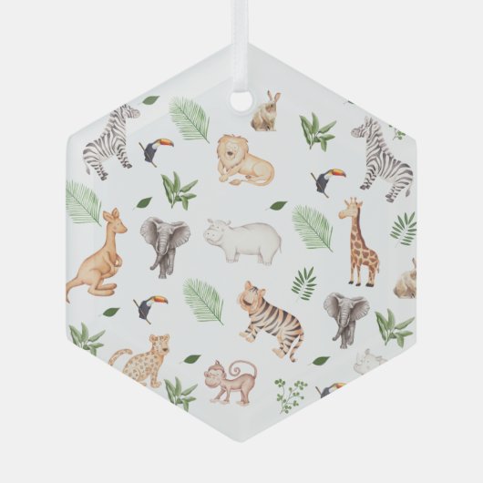 Wildtier mit Dschungelbaummuster Ornament Aus Glas (Vorderseite)