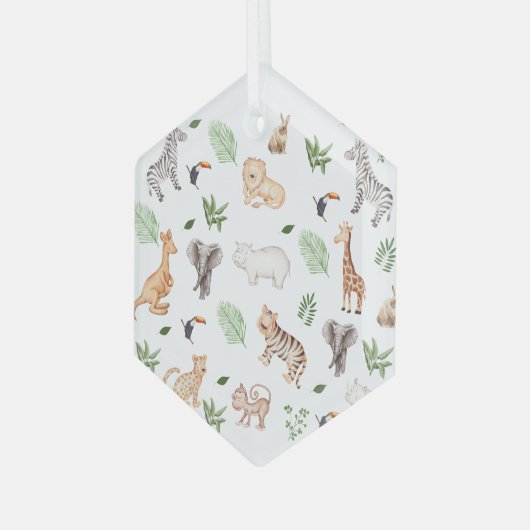 Wildtier mit Dschungelbaummuster Ornament Aus Glas (Vorderseite Links)