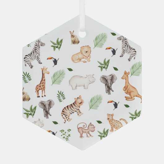 Wildtier mit Dschungelbaummuster Ornament Aus Glas (Rückseite)