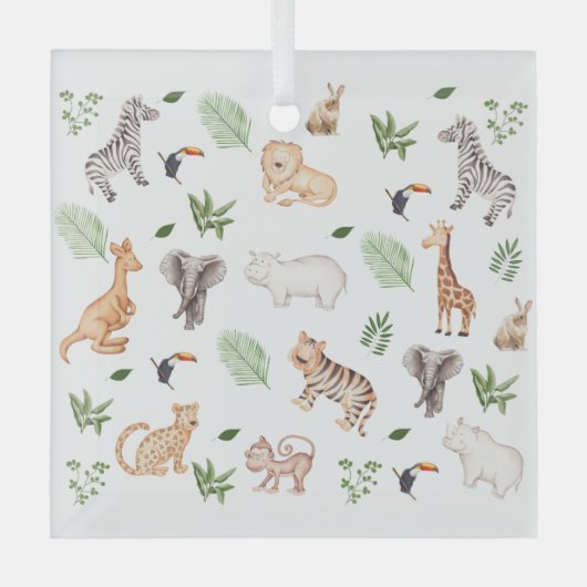 Wildtier mit Dschungelbaummuster Ornament Aus Glas (Vorderseite)