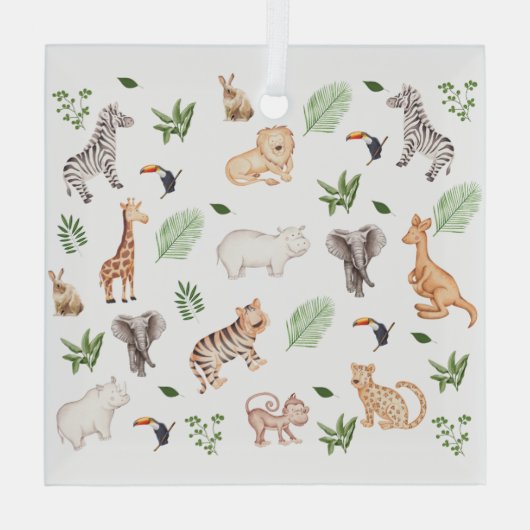 Wildtier mit Dschungelbaummuster Ornament Aus Glas (Rückseite)