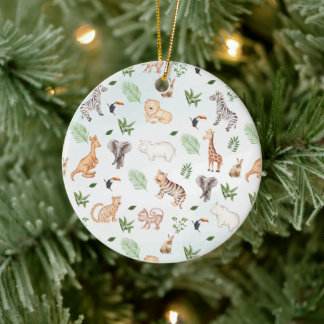 Wildtier mit Dschungelbaumstruktur Keramik Ornament