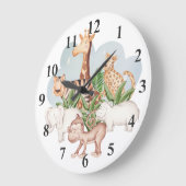 Wildtier mit Jungle Baum Große Uhr (Winkel)