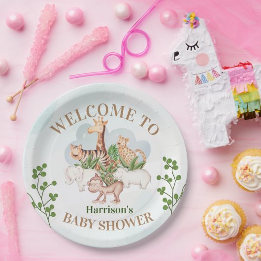 Wildtier mit Jungle-Baum Pappteller (Party)