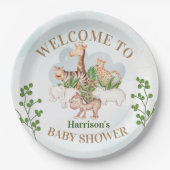 Wildtier mit Jungle-Baum Pappteller (Vorderseite)