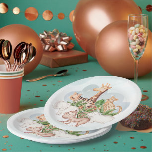 Wildtier mit Jungle-Baum Pappteller