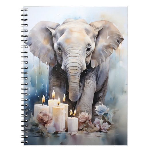 Wildtier mit Kerzen und Blume Elefant Notizblock (Vorderseite)