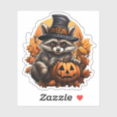 Wildtier mit Pumpkin Cartoon Halloween Raccoon Aufkleber (Blatt)